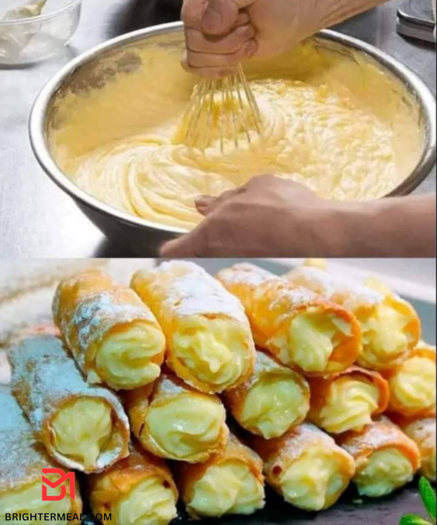 Delicious vanilla cream rolls served on a platter, ready to indulge in