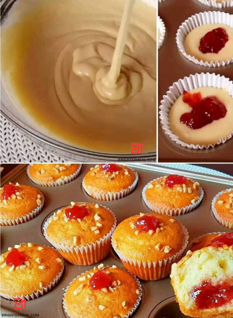 Image showcasing mouthwatering jam-filled cupcakes ready to delight your taste buds.